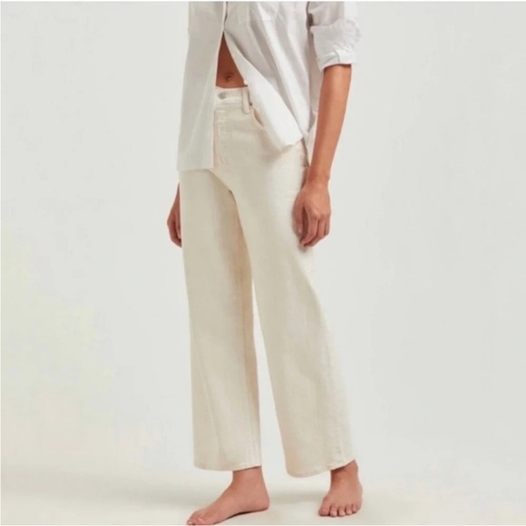 Mother Jeans High Waisted Spinner Skimp In Eggnog